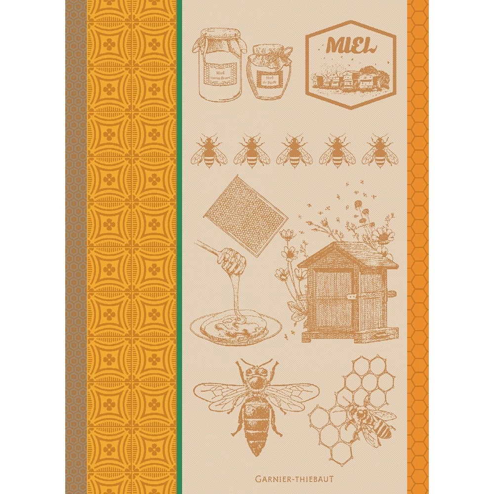 Garnier-Thiebaut French Country Kitchen Dish Tea Towel Miel Et Abeilles Ocre