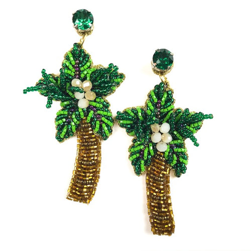 Palm Tree Beaded Earrings