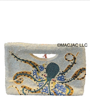 Load image into Gallery viewer, Ice Blue Handmade Beaded Octopus Clutch Purse