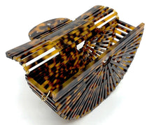 Load image into Gallery viewer, Tortoise Polished Resin Open Weave Clutch Purse/W Chain