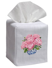 Load image into Gallery viewer, Pot Of Pink Peonies Natural Linen/Cotton Tissue Box Cover