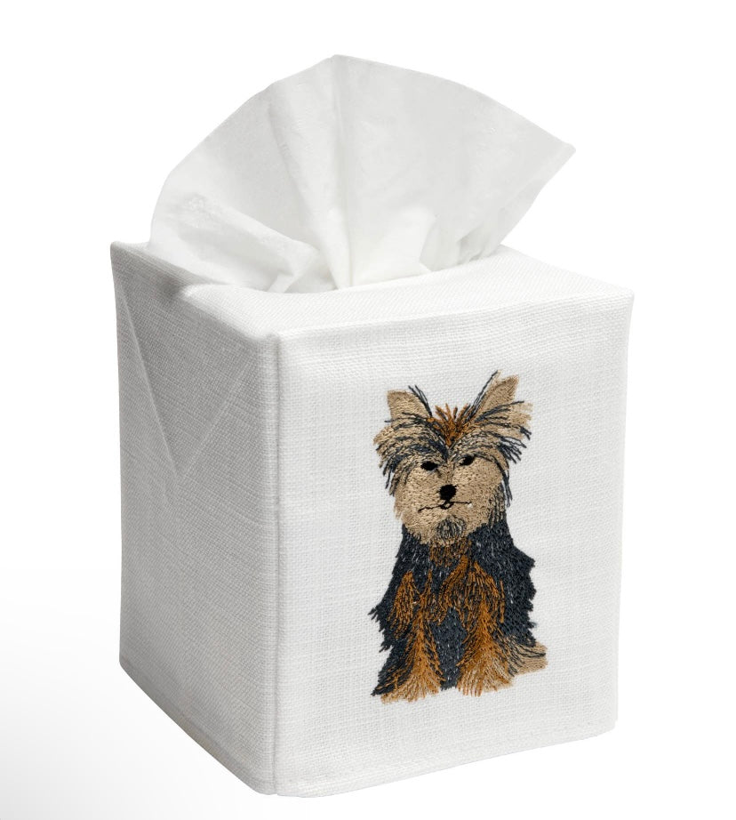 Yorkie Dog Natural Linen/Cotton Tissue Box Cover