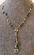 Load image into Gallery viewer, Blue Topaz With Amethyst And Turquoise 18” Necklace