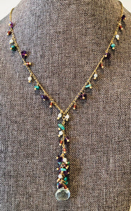 Blue Topaz With Amethyst And Turquoise 18” Necklace