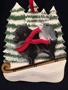 Black Pomeranian Dog Wooden Ornament Made in USA