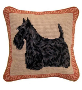 Black "Scottie" Scottish Terrier Dog Needlepoint Pillow 10"x 10"
