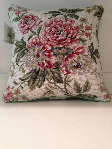 Floral Pink Brianna Needlepoint Pillow 14
