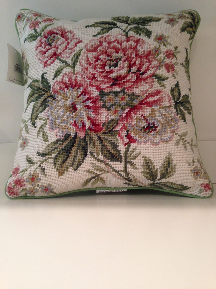Needlepoint Pillows - Floral with Roses Needlepoint Pillow
