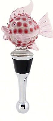 Pink Blowfish Wine Bottle Stopper Art Glass
