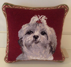 Shih Tzu Dog Needlepoint Pillow 10"x 10"