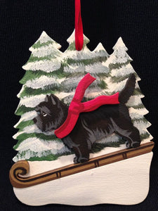 Black Brindle Cairn Terrier Dog Wooden Ornament Made in USA