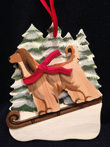 Afghan Hound Fawn Dog Wooden Ornament Made in USA