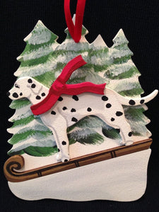 Black/White Dalmatian Dog Wooden Ornament Made in USA