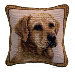 Yellow Lab Yellow Labrador Retriever Dog Needlepoint Pillow 10"x10"