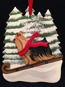 Yorkie Dog Wooden Ornament Made in USA