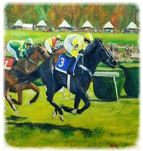Off To The Races Horse Cotton Huck Towel 18"x31"