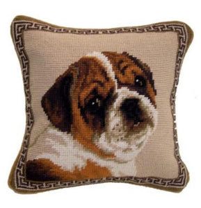 Bulldog Needlepoint Pillow 10"x 10"