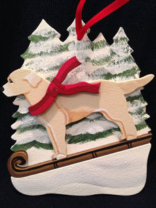 Yellow Lab/Labrador Retriever Dog Wooden Ornament Made in USA