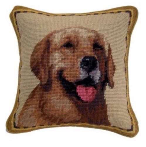 Golden Retriever Dog Needlepoint Pillow 10